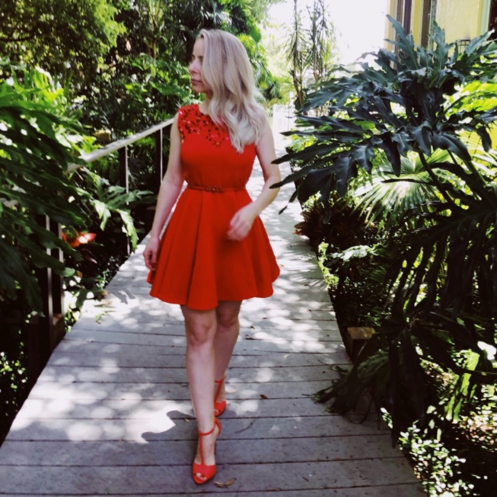 NWT sequence red mini dress.